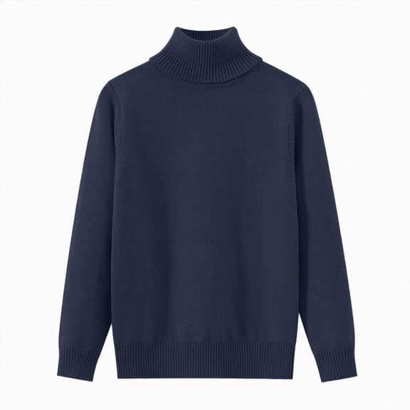 CAICJ98 Boys Girls Turtleneck Sweaters Cotton Cable Knit Long Sleeve Thermal Sweater Kids Fall Winter Soft Warm Under Shirts (Navy,13-15 Years)