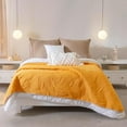 thumbnail image 4 of Vianney - Queen Comforter - Novo Marla Reversible Lightweight Quilt Blanket - 91x93 Inches - Soft Leaf Patterned Bedding in Yellow-Orange and White for All Season Comfort, 4 of 7