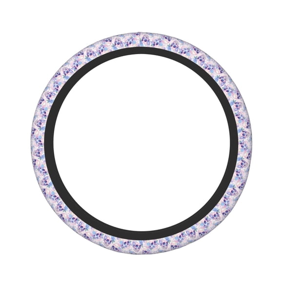 Vsdgher white Skull crystal flower Pattern Elastic Car Steering Wheel Cover,Car Wheel Cover Protector Car Accessory for Steering Wheel with a Diameter of 14.5"-15"