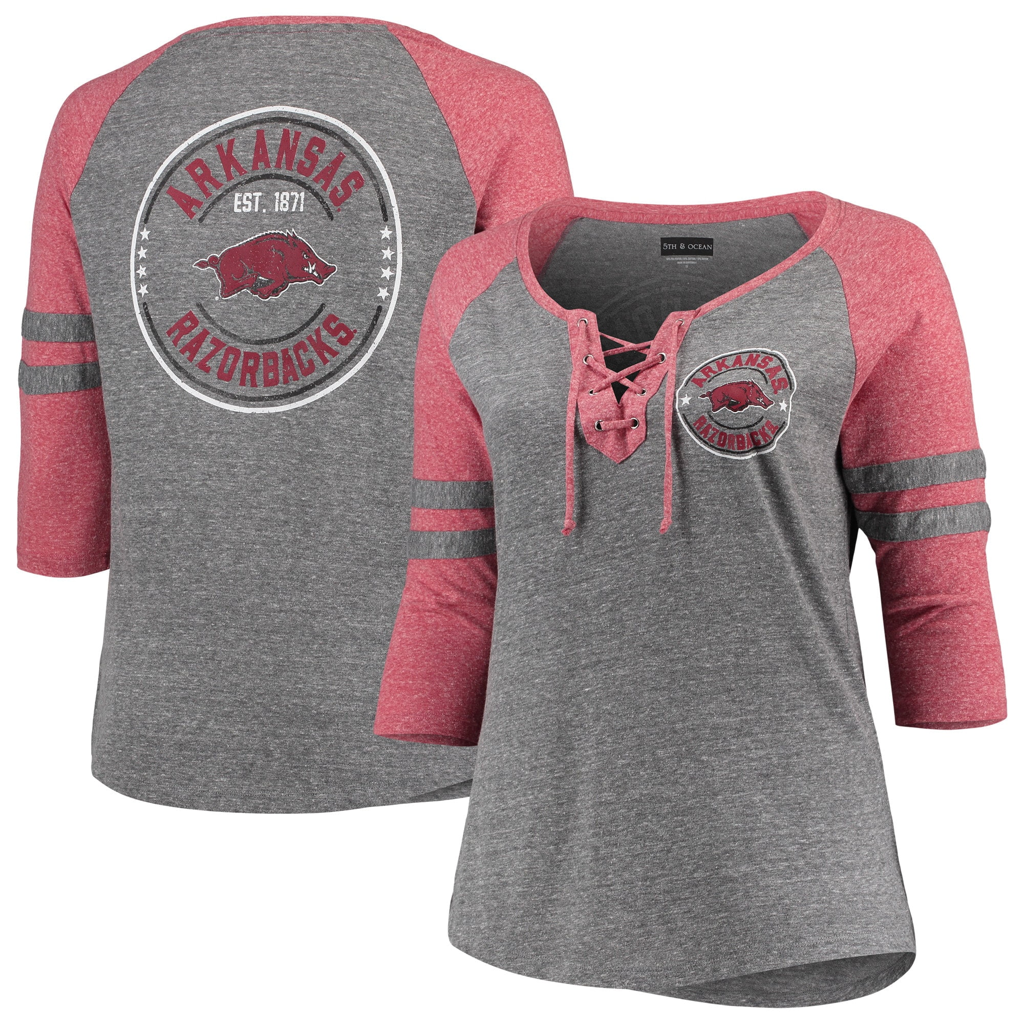 Arkansas Razorbacks 5th & Ocean by New Era Women's Plus Size LaceUp