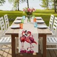 thumbnail image 4 of Table Runners 90 Inches Long Dress Scarves, Valentine's Day Farmhouse Coffee/Dining/Kitchen Table Runner for Living Room, Red Flamingos Roses Love Romance Beige 13x90 Inch, 4 of 9