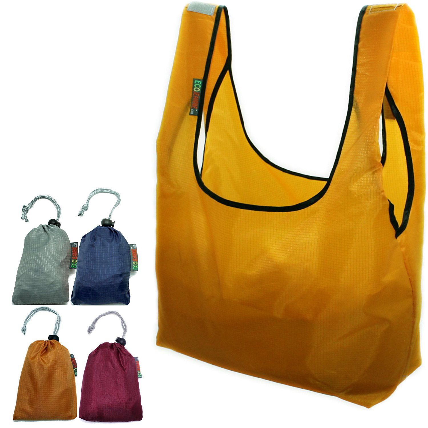 PATENT PENDING EcoJeannie 3 Pack Large Super Strong Ripstop Nylon Foldable Bag 