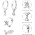 thumbnail image 4 of 4pcs Earrings Set for Women Multipack, Dainty Earrings Stack Set Trendy Silver, 4 of 5