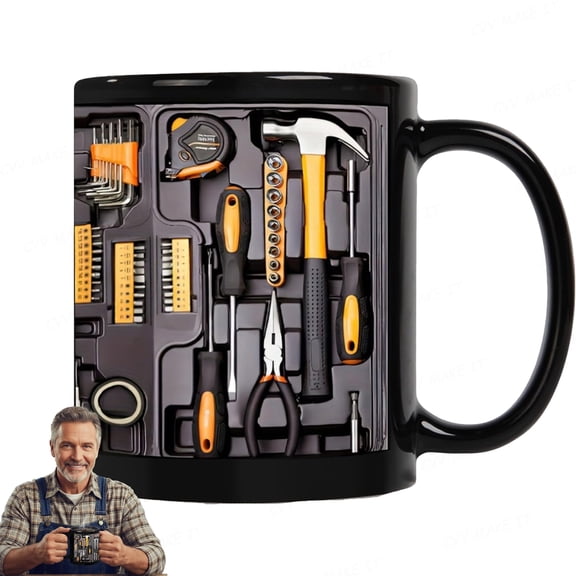 The Ultimate Mechanic's Toolbox Mug, 11oz Ceramic Mechanic Toolbox Coffee Cup, Realistic Tool Details, For Husband Dad Friends Mechanics