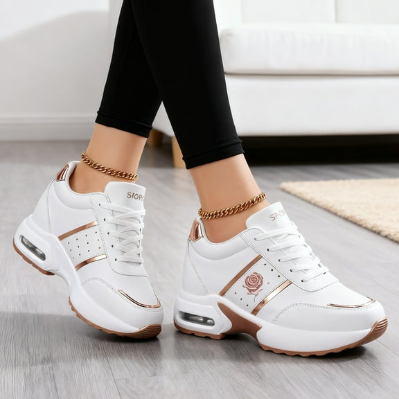 Women's Platform Sneakers Wedges  Lace Up Shoes Increase Fashion Sneakers for Womens Girls
