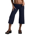 thumbnail image 4 of RUTAYY Women's Pants Casual High Waist Workout Straight Wide Leg Solid Color Stretchy Yoga Running Gym Capri Bottoms Beach Vacation Trousers, 4 of 8