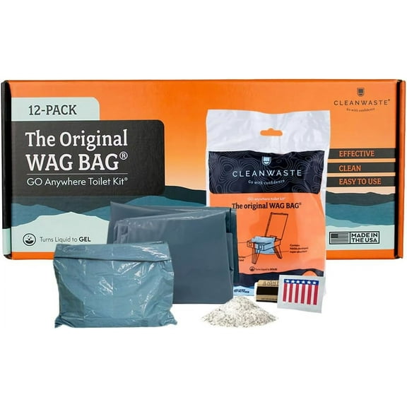 Cleanwaste Original WAG Bag Portable Toilet Go Anywhere Kit for Camping, Boating, Travel, 1 Kit