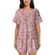 thumbnail image 1 of Fotbe Cute Love Conjunto de Pijama Estampado para Mujer, 2 Piezas, Ropa de Dormir con Camiseta de Manga Corta y Shorts Suaves-Large, 1 of 6