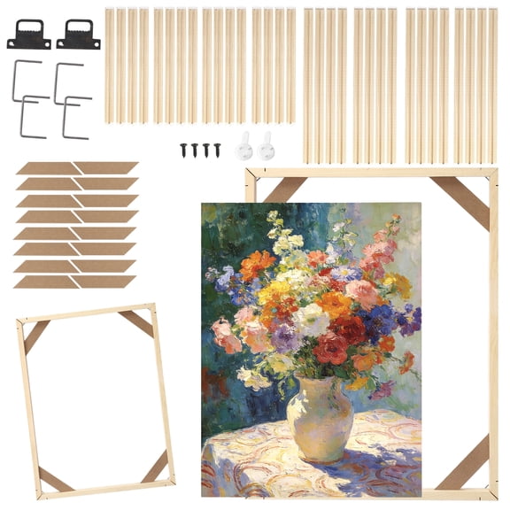 4 Sets DIY Wood Canvas Frame Kit, Wood Canvas Stretcher Bars for 12 x 16 in Paintings, Adjustable Canvas Stretcher Frames With Full Accessories for Oil, Acrylic, Diamond And Rhinestone Art