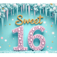 thumbnail image 3 of Gemstone Studded Sweet 16 Birthday Banner Ice Theme Celebration Sign for Teenage Party Event Decoration, 3 of 7