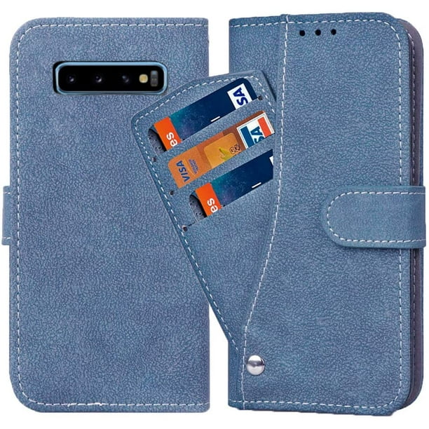 Asuwish Samsung Galaxy S5 / S5 Neo Wallet Case,Luxury Leather Phone Cases  with Credit Card Holder Slot Kickstand Stand Shockproof Flip Folio  Protective Cover for Galaxy S5/S5 Neo Women Men Blue
