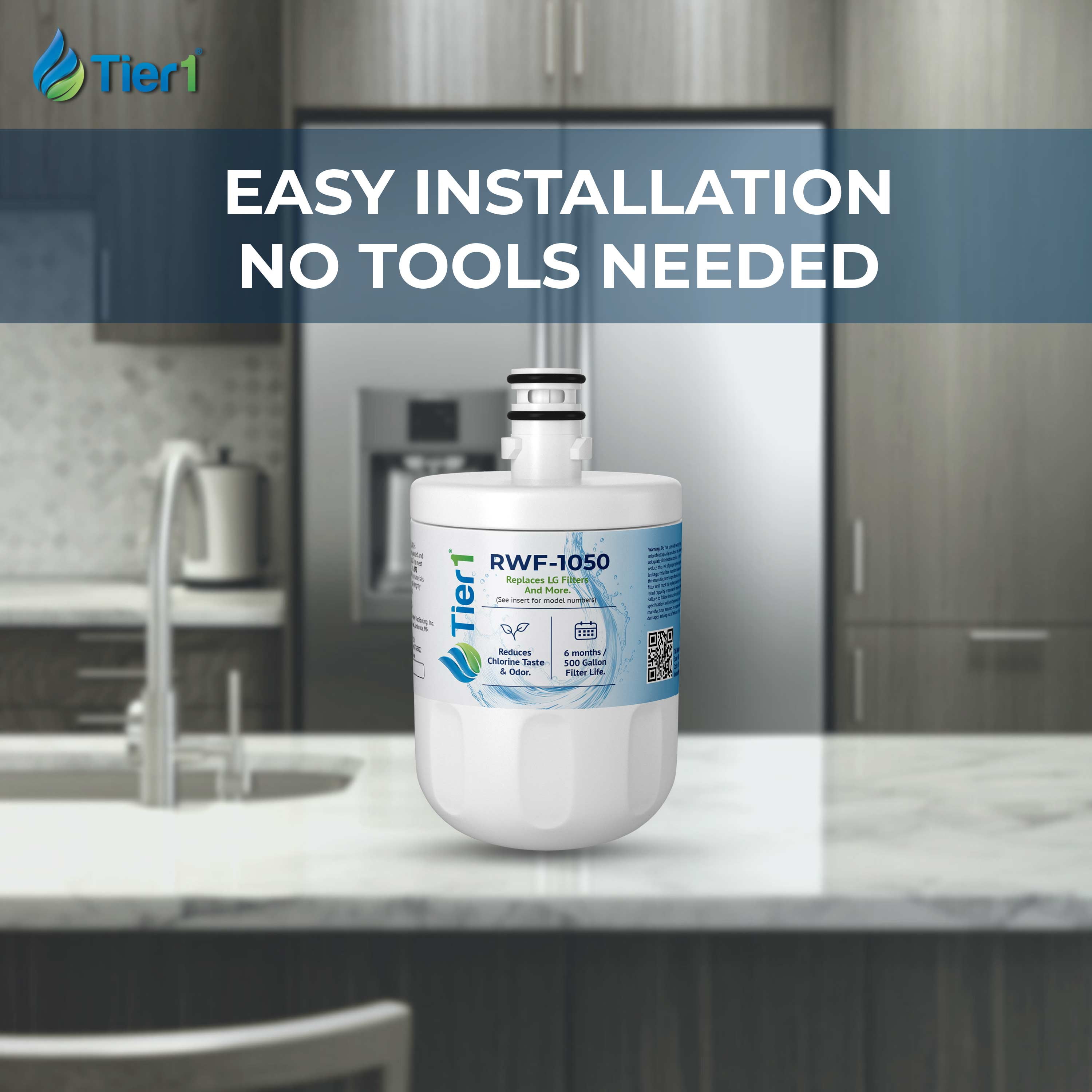 Tier1 RWF1050 5231JA2002A Refrigerator Water Filter | Replacement for LG LT500P & Kenmore 9890 Fridge Filter - Up to 12 Months Supply | Easy Install | Odor Control | Enjoy Great Tasting Water (6-pk)