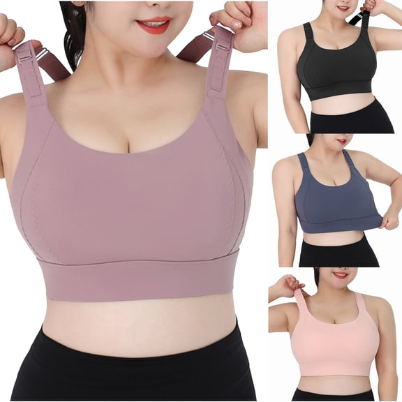 Darzheoy Sports Bras for Women Strap Large Size Sports Underwear One-piece Bra Shockproof Yoga Clothes Pair Breast Fitness Bra 46