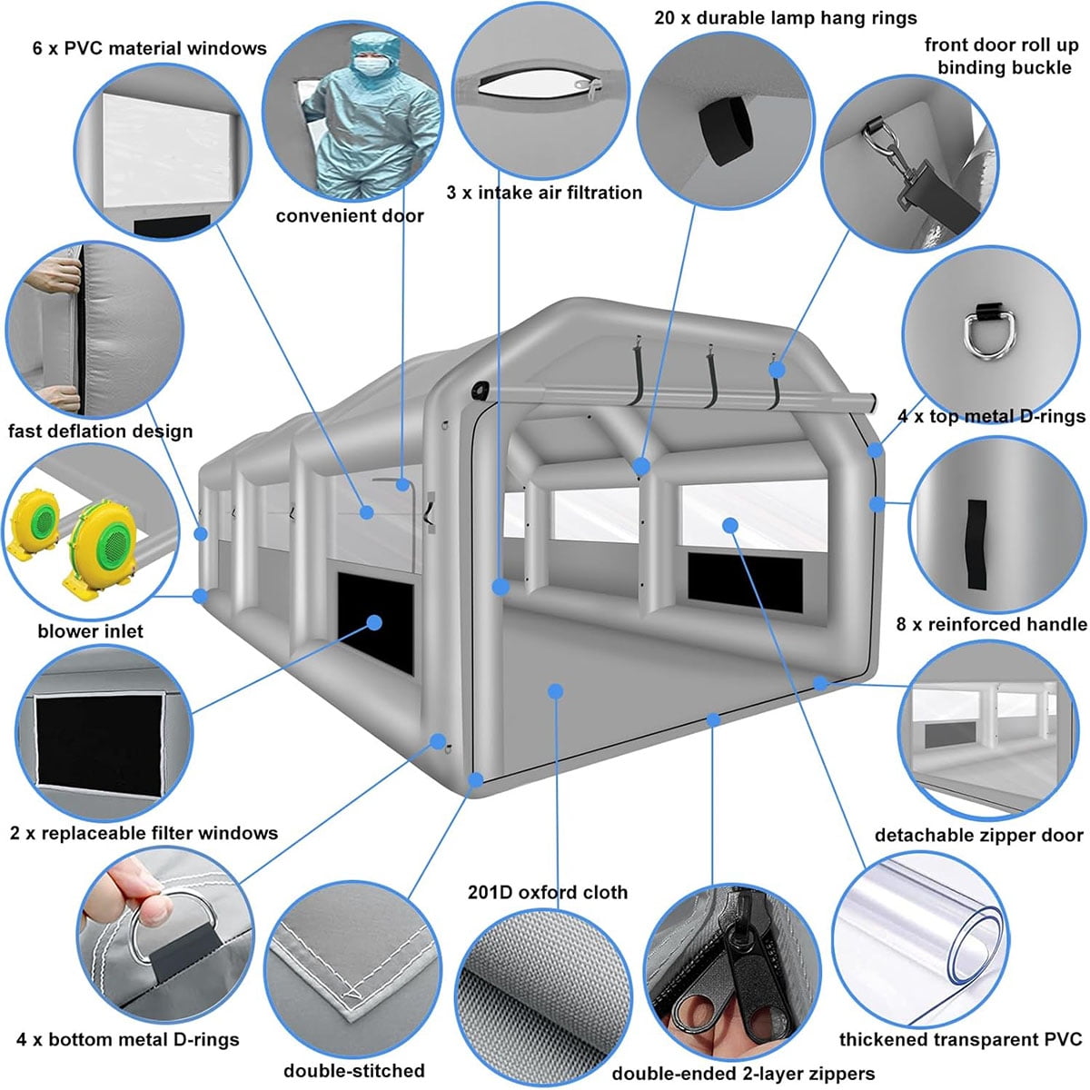 xhyhwyd Inflatable Paint Booth, 26X14.5X9.7Ft Inflatable Spray Booth Tent