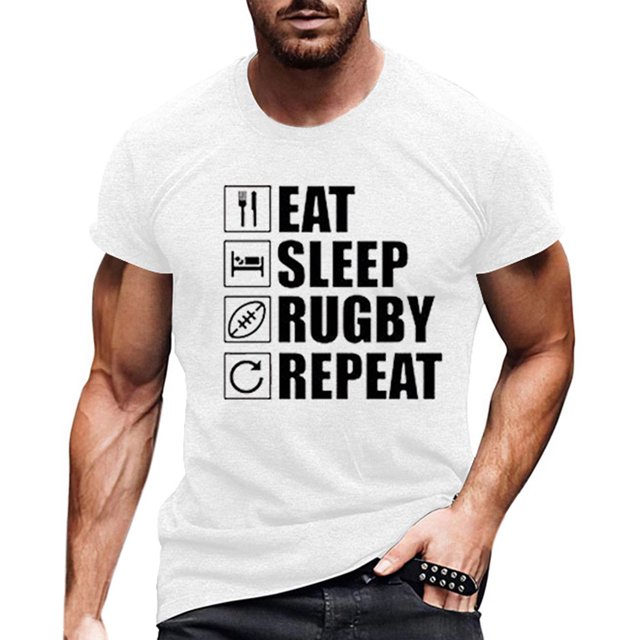 TSADFHJI Tank Tops for Men Loose Fit Winter American Football Fans Sports Gift T Shirt Vintage Rugby Player Sports Retro Men Rugby Shirt Tee Tops Clothes M White
