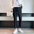 thumbnail image 5 of Pantalones de trabajo refrescantes para hombres, pantalones de oficina de seda de hielo, trajes rectos para hombre, tela clásica, sastrería coreana, reseñas, muchas novedades, 5 of 5