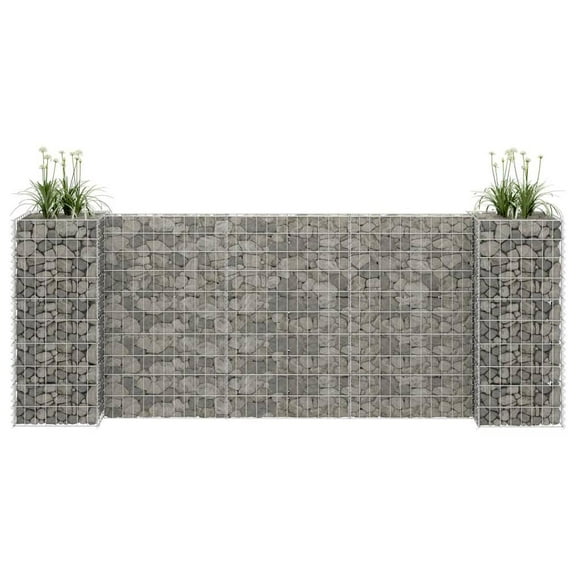 vidaXL H-Shaped Gabion Planter Steel Wire 223.6"x15.7"x39.4", 145661