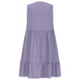 thumbnail image 5 of Dressy Dresses for Women A-Line with Sleeves V Neck Ruffle Tiered Layered Sleeveless Plus Size Midi Dresses Cotton Linen Knee Length Birthday Pleated Dresses Light Purple S, 5 of 6