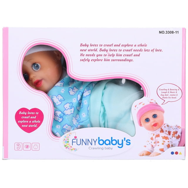 Poupée Intelligente Électrique, Poupée Bébé Rampante Électrique Portable 2 Modes, avec Fonction Interactive pour Cadeau d'Anniversaire Enfants Fille 10 Po, Garçon 10 Po, Fille 11,5 Po, Garçon 11,5 Po