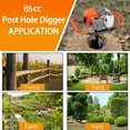 thumbnail image 7 of Jacgood 85CC Auger Post Hole Digger, 3KW Post Hole Auger Gas Powered with 3 Auger Drill Bits(4" & 8" & 12") + 2 Extension Rods (24" & 24")for Farm Garden Plant, 7 of 7