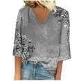 thumbnail image 2 of Bzhegqhd Women's Long Sleeve Summer V Neck Sexy Casual Regular Printed Blouse, 2 of 5