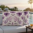 thumbnail image 2 of Outdoor Pillow Cover Spring Flowers Set of 2 Waterproof Throw Pillowcases Pink Purple Pastoral Decorative Patio Furniture Pillows for Couch Garden Indoor & Outdoor Use, 2 of 9