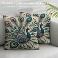 thumbnail image 3 of Orinice  Peacock Throw Pillow Cushion Cover, Peacock Illustration Exotic Wildlife Feather Ornament Vintage Oriental, Decorative Square Accent Pillow Case,  White, 3 of 5