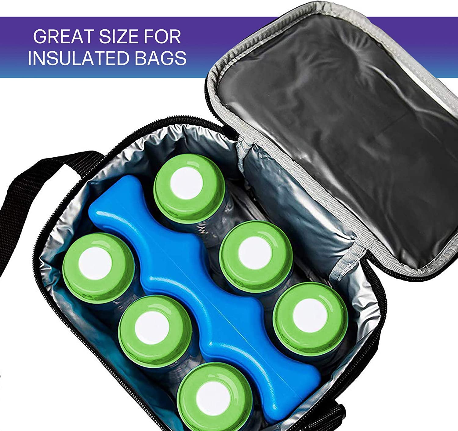 4PCS Ice Packs for Lunch Boxes, Breastmilk Bottle Storage, Insulated Contoured Freezer Pack for Cans Bottles, Breast Pump Bag, Lunch Bags, Beer Soda, Camping Beach Picnic