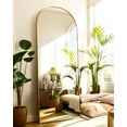 thumbnail image 4 of Arched Full Length Floor Mirror - 59"x18" Gold Standing Mirror for Bedroom, Living Room, or Dressing Area - Stylish Arch Design, Freestanding or Wall-Mounted, Durable & Elegant, 4 of 11