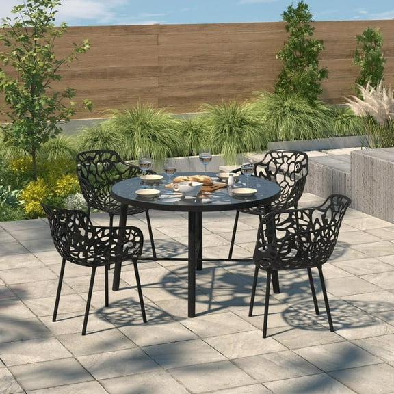 Renaissance Dining Table - Glass Top & Aluminum BaseIndoor/Outdoor UseElegant Tree DesignHomeStock