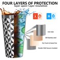 thumbnail image 3 of 16oz Tumblers Black White Geometric Checkered Pattern Stainless Steel Vacuum Insulated Double Wall Travel Tumbler Cups Mug with Lid and Straw,Cleaning Brush for Coffee,Tea, 3 of 4