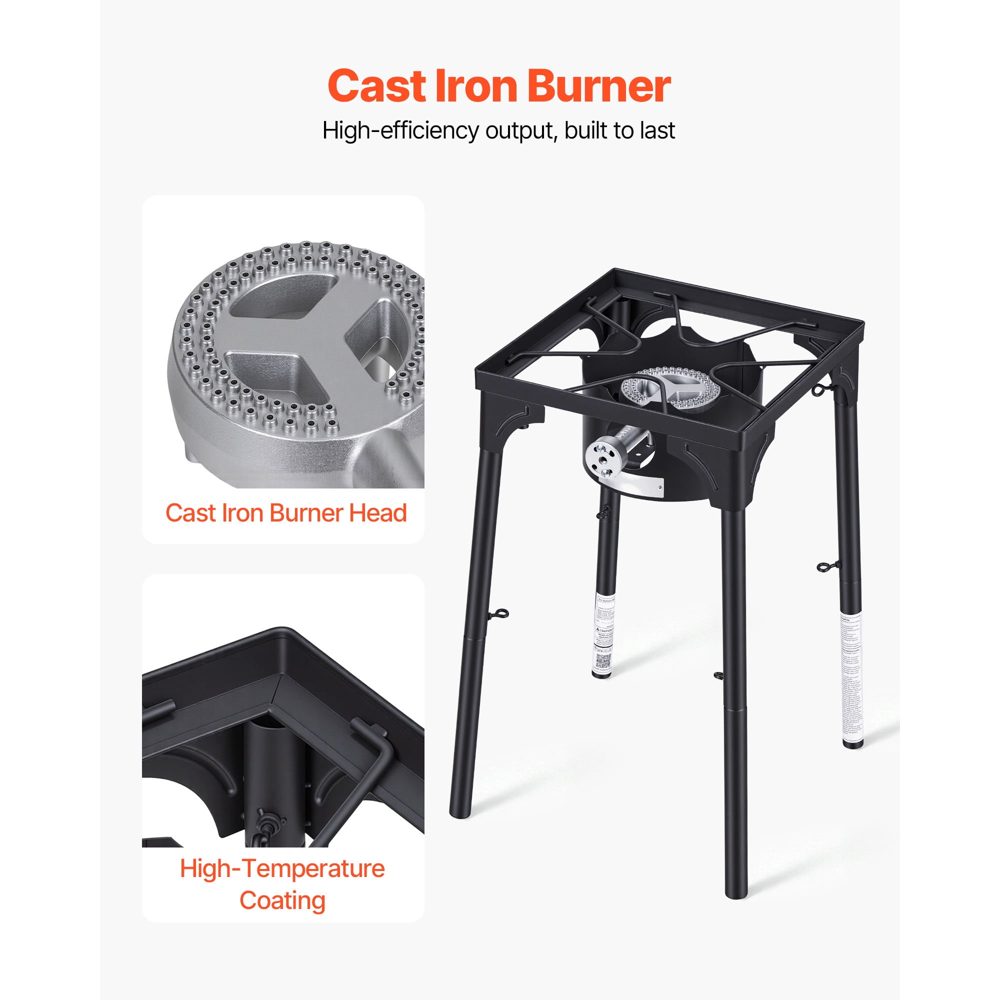 KFFKFF Single Burner Outdoor Propane Gas Stove, 100,000 BTU LPG Camping Cooker, Durable Carbon Steel Design with Stand & Regulator, Ideal for BBQs, Camping, Patio, RV, and Home Cooking