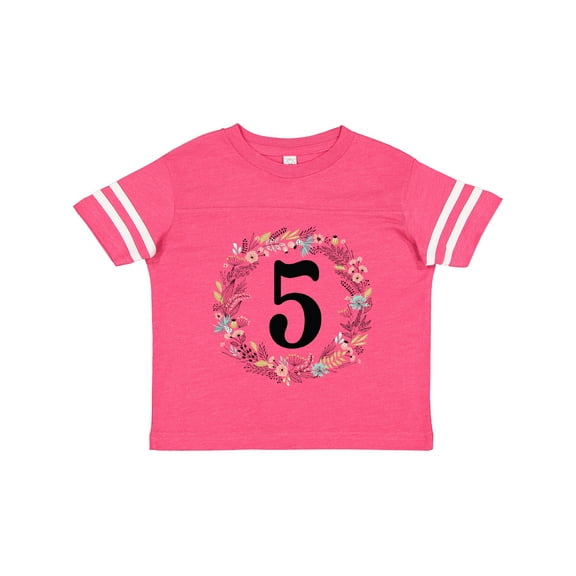 Inktastic 5th Birthday Flowered Wreath 5 Year Old Girl Girls Toddler T-Shirt