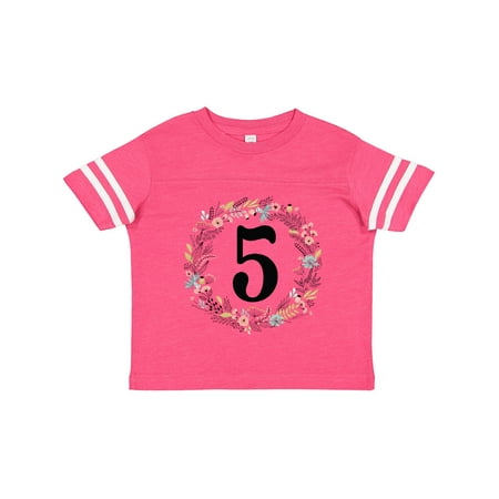 

Inktastic 5th Birthday Flowered Wreath 5 Year Old Girl Gift Toddler Toddler Girl T-Shirt