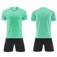 thumbnail image 3 of Vornjynx Boys Active Outfits 2 Piece Short Sleeve Crew Neck T-Shirt and Shorts Kids Summer Football Sports Activewear Green Size 13, 3 of 6
