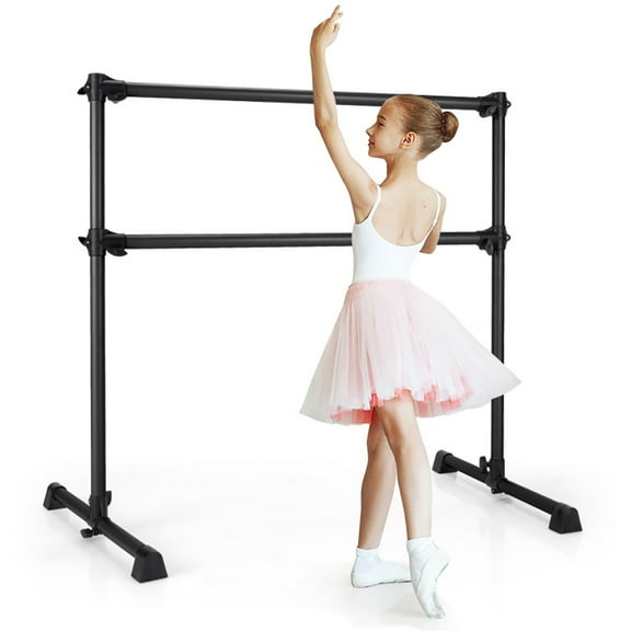 Kadyn Home or Gym Exercise Equipment,Portable Ballet Barre,Ballet bar freestanding Dance Bar,4 Feet Double Ballet Barre Bar with Adjustable Height-Black