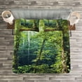 thumbnail image 3 of Ambesonne Rainforest Quilted Bedspread Set 3 Pcs, Wild Ivy on Trees, King Size, Green Brown, 3 of 3