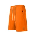thumbnail image 2 of UVEASISHA Men's Workout Shorts 7 Inch Stretchy Waist Gym Running Shorts Loose Fit Straight Leg Sports Shorts with Zipper Pockets Orange M, 2 of 4