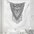 thumbnail image 1 of Simple Boho Tapestry, Macrame Craft Zentangle Monochrome Outline Illustration Print, Fabric Wall Hanging Decor for Bedroom Living Room Dorm, 5 Sizes, White and Charcoal Grey, by Ambesonne, 1 of 1
