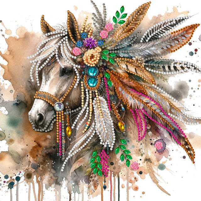 (YXC852) Resina Diamante Con Forma Especial Serie Animal Caballo Diamante Parcial 30*30CM