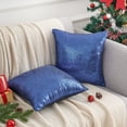 thumbnail image 2 of REGALWOVEN Sequin Throw Pillow Covers, Pack of 2 Glitter Decorative Pillow Cases Personalized Cushion Covers Dark Blue 18" x 18", 2 of 7