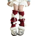 thumbnail image 4 of Kawaii Winter Knitted Leg Warmers, Japanese Style Y2k Harajuku Knee High Loose Socks for Girls, 3 Pairs, 4 of 4