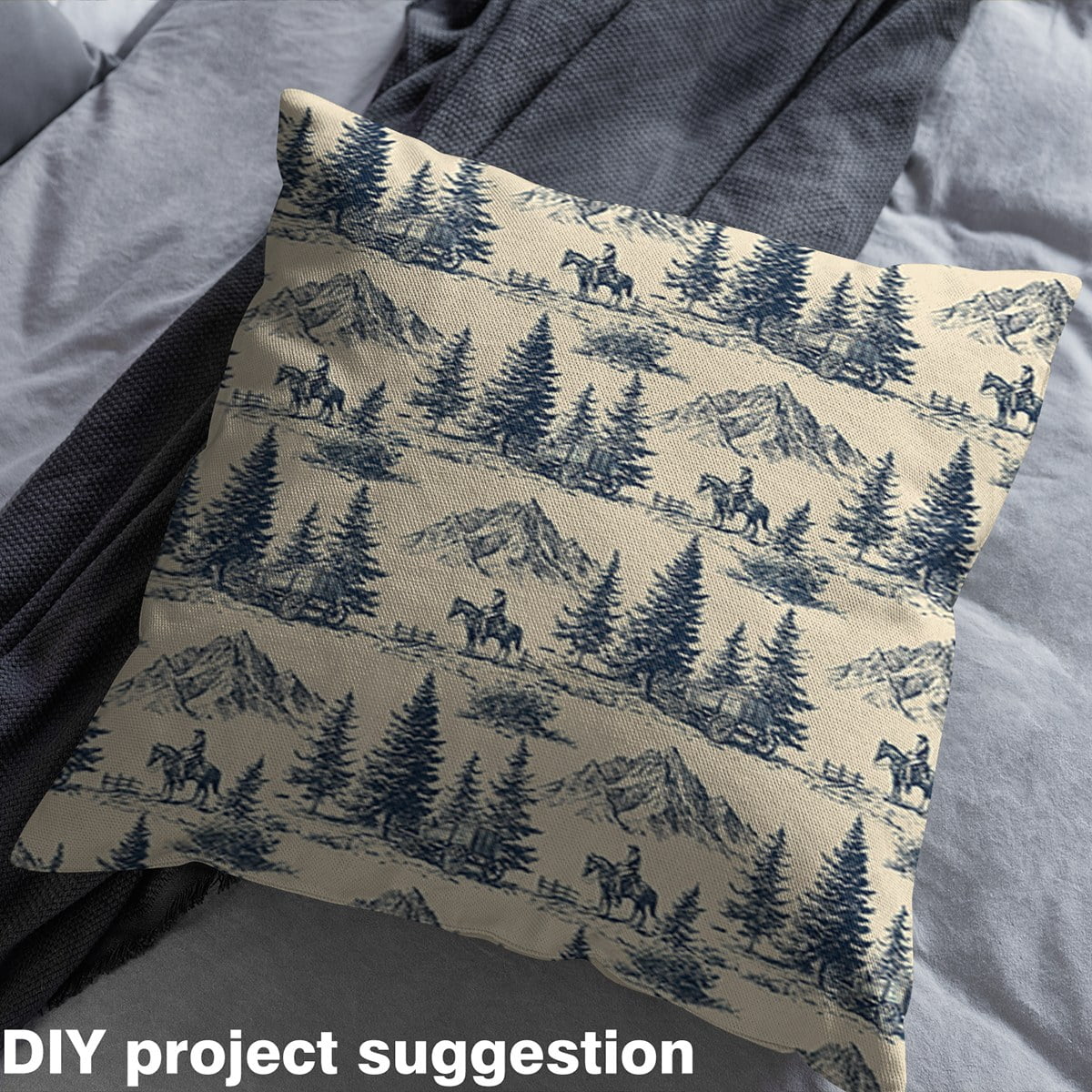 jejeloiu Southwest Cowgirl Fabric by the Yard 5 Yards,Western Farm Style Fabric for Sewing,Country Pine Mountain Home Decor Fabric by the Yard For Men Women,Super Cozy Room Decor