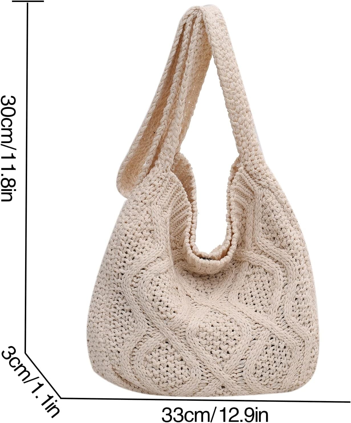 Women's Crochet Tote Bag Knitted Aesthetic Shopping Bag Cute Purses Crocheted Hobo Bag