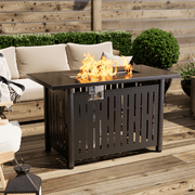 Homall Patio 43 inch Propane Gas Fire Table 50000 BTU Outdoor Wicker Fire Tables with Glass Beads