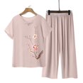 thumbnail image 2 of NMMUED Women's Embroidered Cotton Linen Two Piece Set for Seniors Short Sleeve Floral Top Wide Leg Pants Breathable Loose Fit Casual Summer Lounge Outfit Comfortable Daily Wear Women Lounge Set XXL, 2 of 5