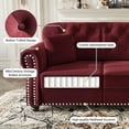 thumbnail image 5 of CQSXDA Velvet Sofa with Nailhead Trim and Rolled Armrests 41.3 Inch Design with Accent Pillows，Burgundy, 5 of 9
