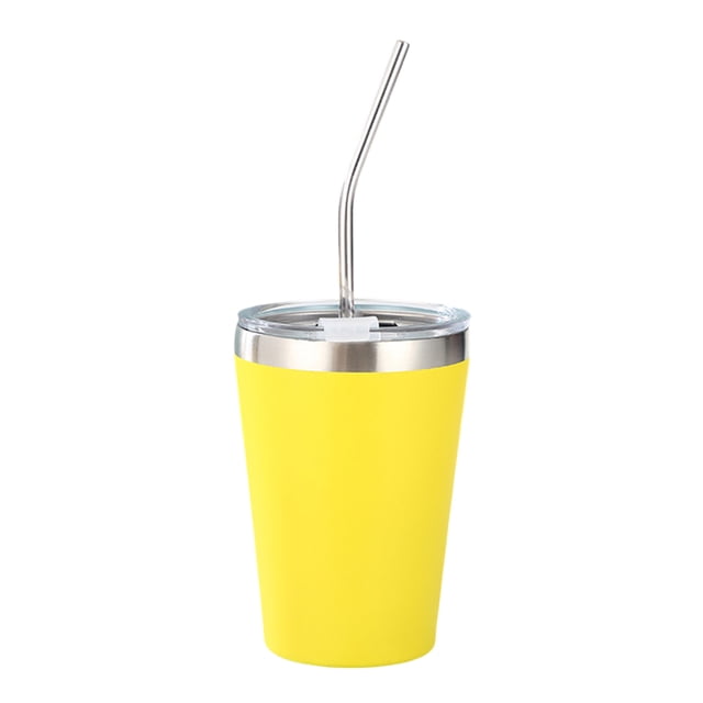 Vasos de acero inoxidable para niños con tapas a prueba de derrames, pajitas y fundas de silicona, 12 oz, sin BPA, aislados, para bebidas frías y calientes