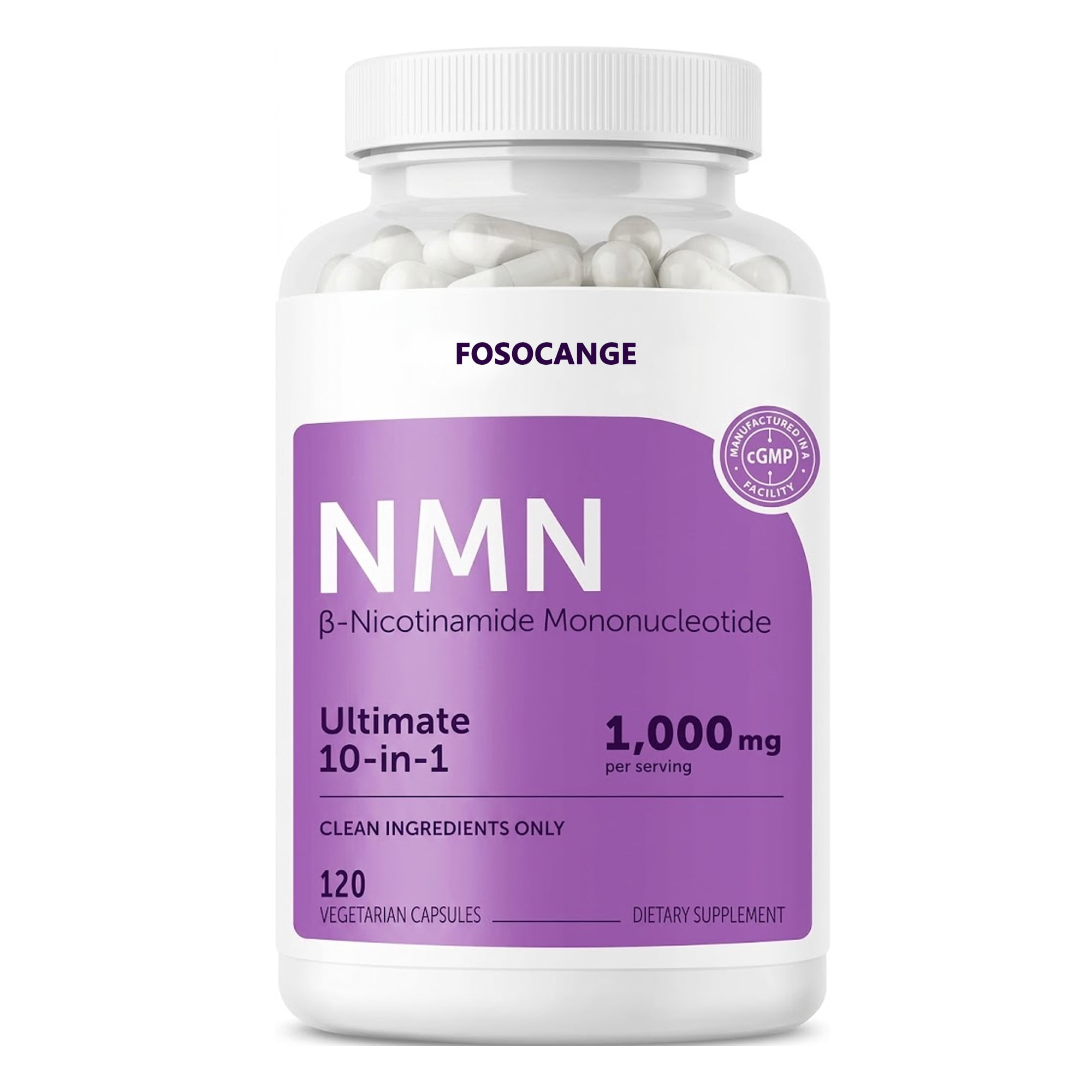 FOSOCANG NMN+ Booster & Cellular Longevity Complex 1000mg – 10-in-1 Vitality Formula with Trans-Resveratrol, CoQ10, Astaxanthin & TMG – 120 Vegetarian Capsules