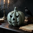 thumbnail image 4 of Resin Pumpkin Ornament with Candle, Fall Halloween Thanksgiving Tabletop Decoration, Holiday Decor for Mantel Shelf Table Centerpiece, 4 of 6